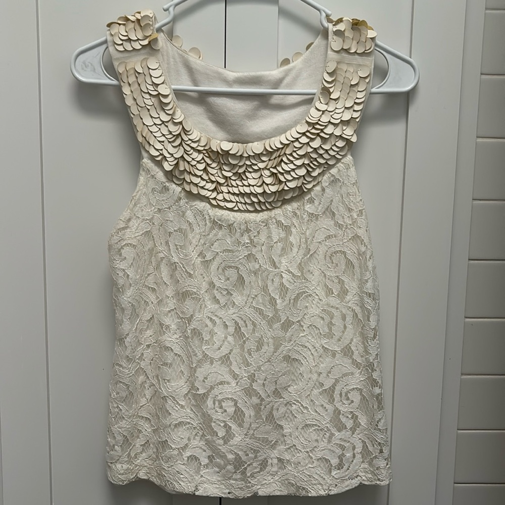 Liv Los Angeles Leather and Lace Top XS